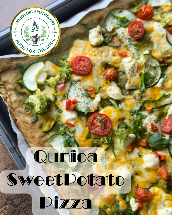 Whole Grain Quinoa Sweet Potato Pizza Base with Basil Hazelnut Pesto Pizza